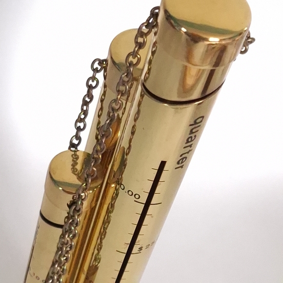 Vintage Brass Tube Tall Coin Bank KEYS AND LOCK Save Money - Picture 5 of 9